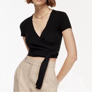 Aritzia Wilfred All Tied Up Black Top Large NWOT